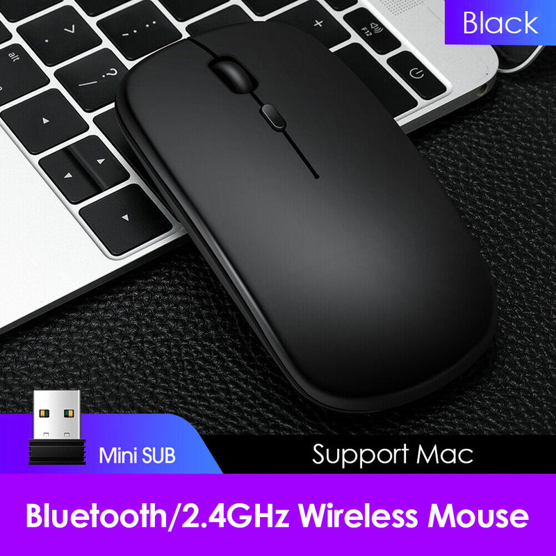 Dual Mode 2.4GHz Wireless + Bluetooth-compatible Mouse Rechargeable PC Mice