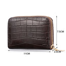 Women PU Leather Crocodile Wallet Business Zipper Holder Handbag (Coffee)