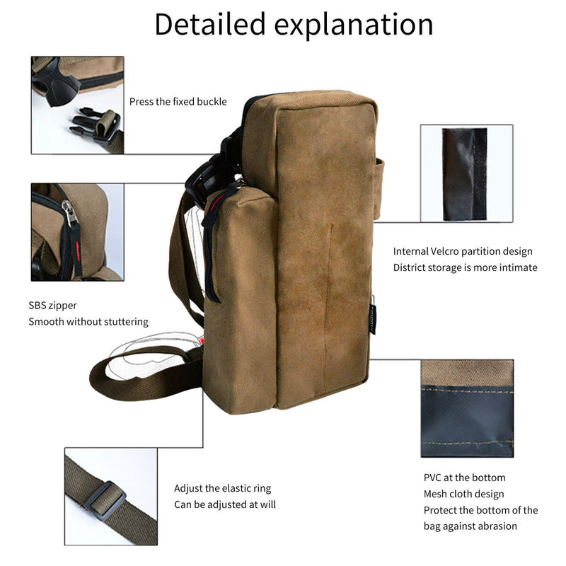 Outdoor Tent Nail Wearable Storage Bag Ropes Hammers Organizer (Khaki) Newly