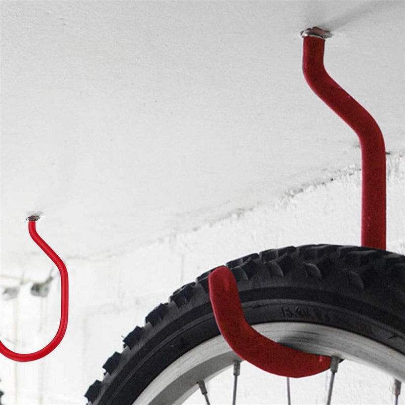 2PCS Garage Storage Hooks Bike Tool Storage Hook Set Screw In Hooks Red.