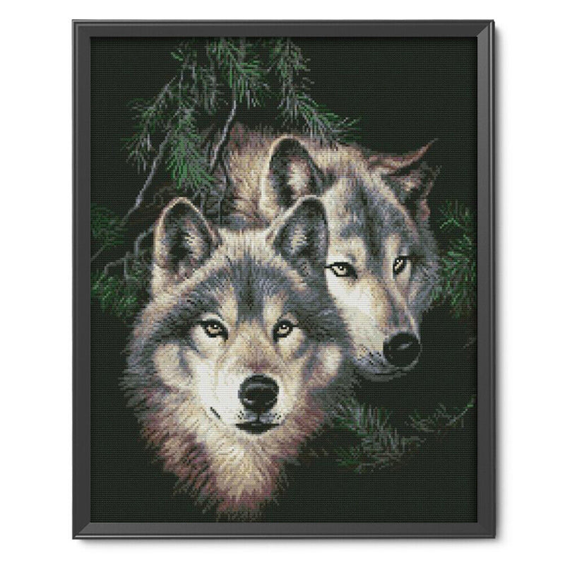 Cross Stitch Kits 11CT Stamped DIY Wolf Full Embroider Mosaic Needlework