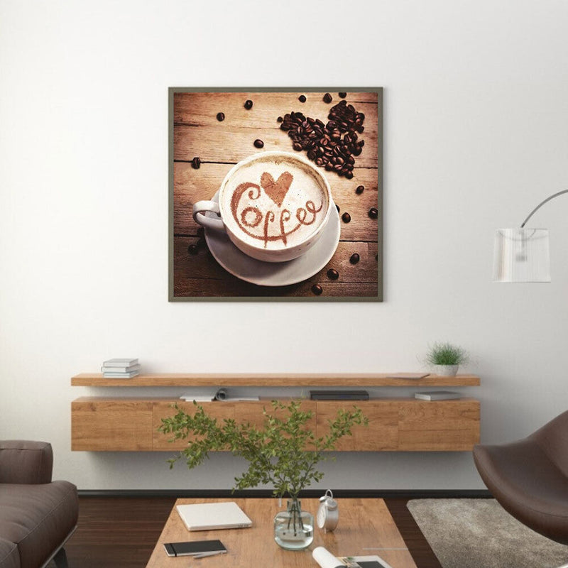 DIY Diamond Painting Kit Full Round Drill Coffee and Coffee Bean Home Decoration