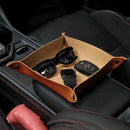 PU Desktop Storage Box Key Hall Tray Cosmetic Jewelry Organizer (Caramel) Newly