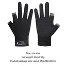 Fishing Gloves Anti-Brief 2 Cut Finger Breathable Cycling Center (Black)