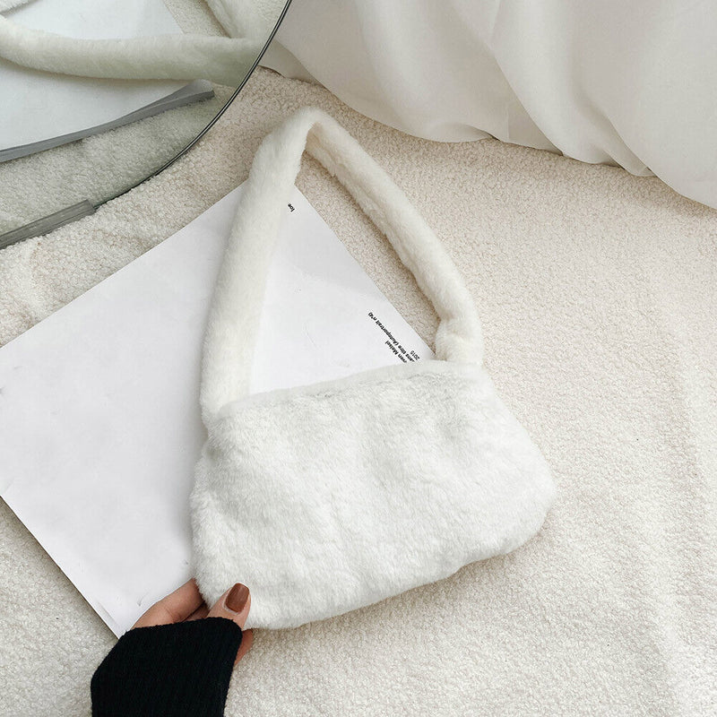 Animal Pattern Underarm Bag Women Mini Plush Shoulder Handbags Purse (1)