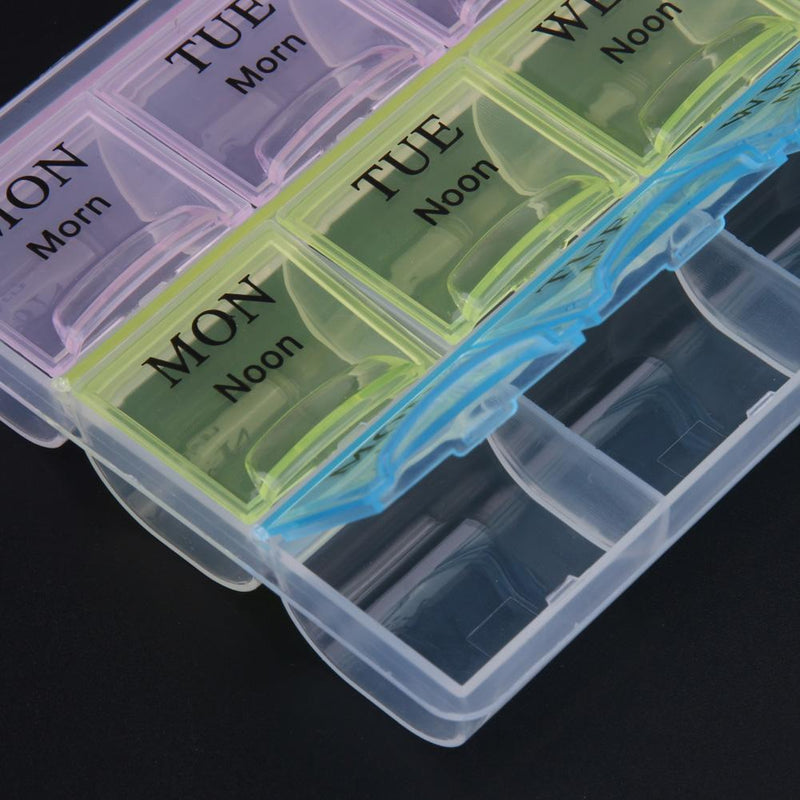 7 Days Weekly Transparent 21 Compartment Lid Tablet Pill Box Holder Case
