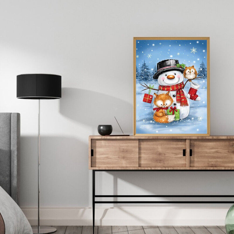 5D Rhinestone Pictures DIY Winter Snowman Full Round Drill Diamond Painting Kit