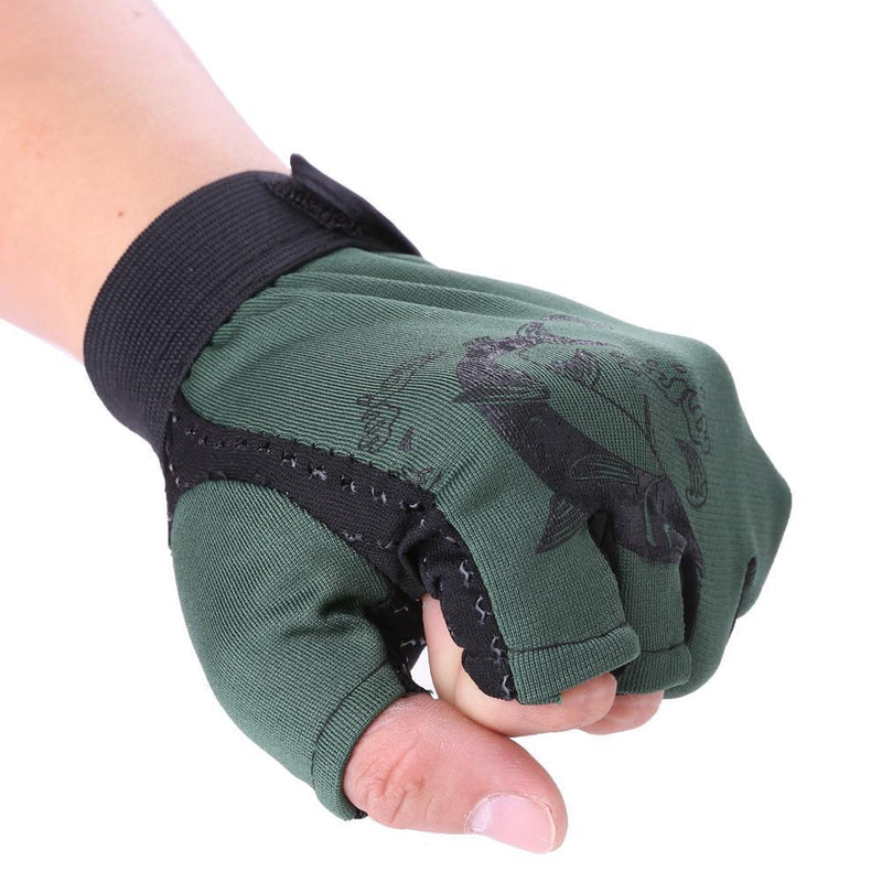 1 Pair Skidproof Half Finger Cycling Fishing Anti-Slip Glove(Green)