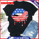 Independence Day Print Tongue Tea T-Shirt (Black S)