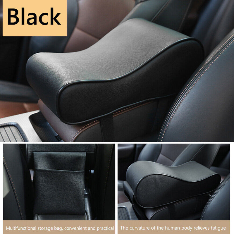 PU Leather Memory Foam Car Console Armrest Cushion Auto Accessories (Black)