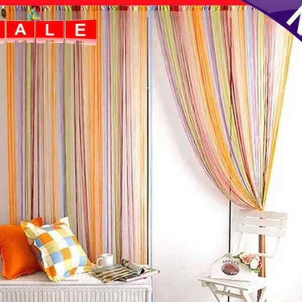 Mixed Colors Line Window Thread Curtain for a Shop Window Show