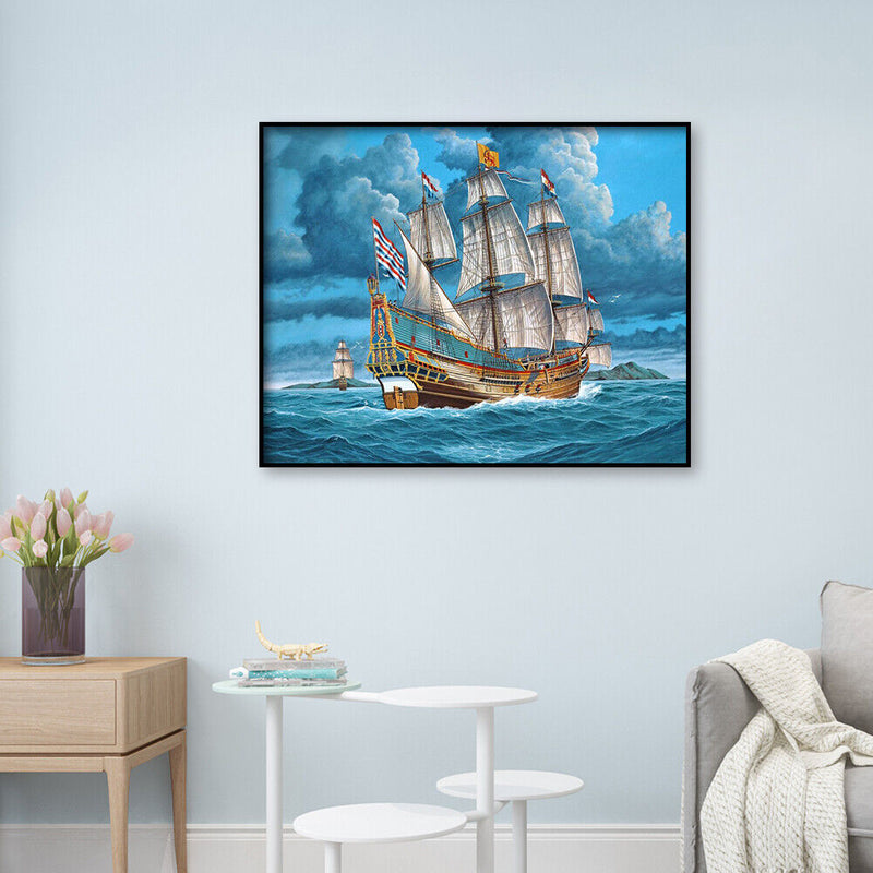 Full Round Diamond Painting Ship 5D DIY Pictures Rhinestone Drawing Wall Decor