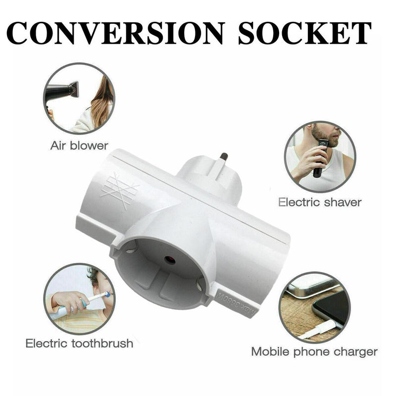 EU/DE Plug Triple Plug Protective Contact Multiple Plug Power Adapter~