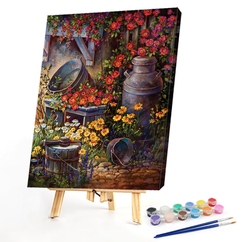 Yard Corner Oil Paint By Numbers DIY Acrylic Painting on Canvas Wall Art Pict