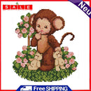 14CT Printed Partial Embroidery Set Monkey Baby Needlework DIY Cotton Craft Kit