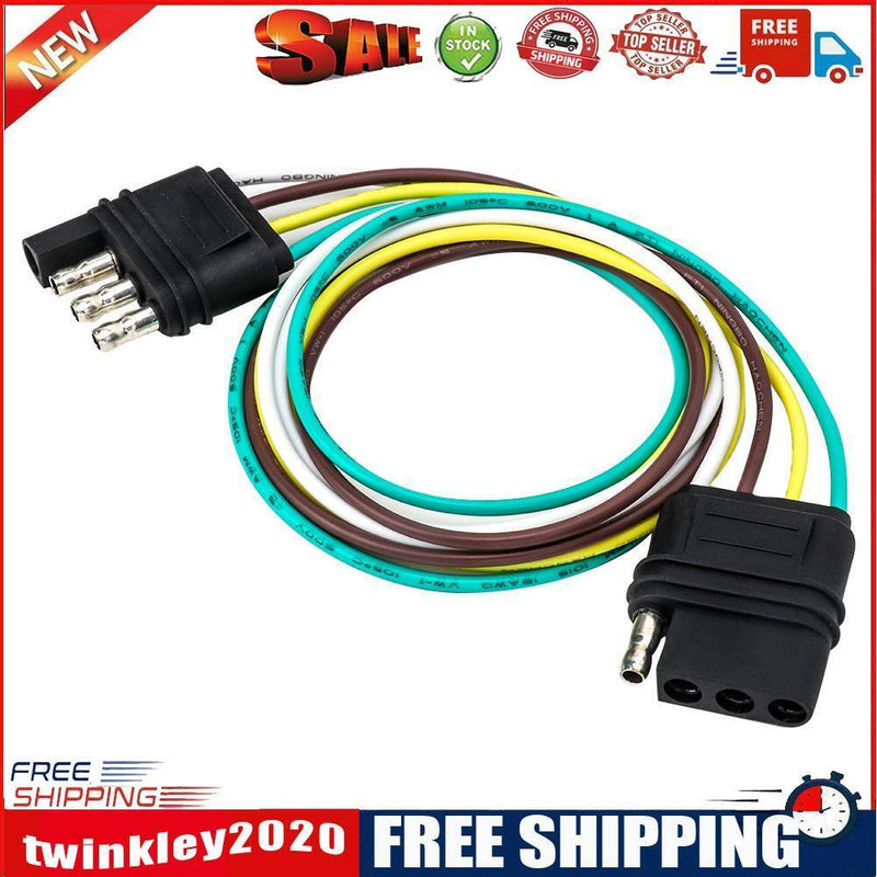 Tirol 2ft Trailer Light Wiring Harness 4 Way Flat 18 AWG Wire Connectors