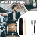 6pcs Drum Rod Sticks Wood Drumsticks Wire Brush Set for Percussion Instrument