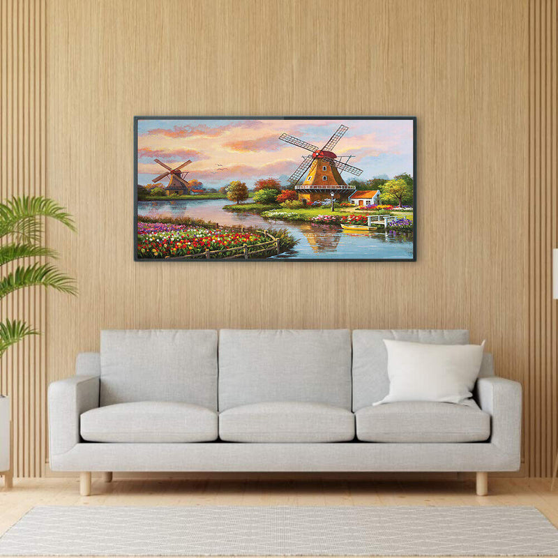Windmill Oil Paint By Numbers Canvas Picture DIY Home Decoration Gift No Frame