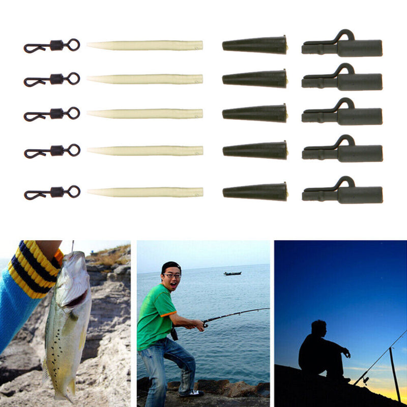 40pc Fishing Tackle carp lead clips Quick Change swivels Anti Sleeve