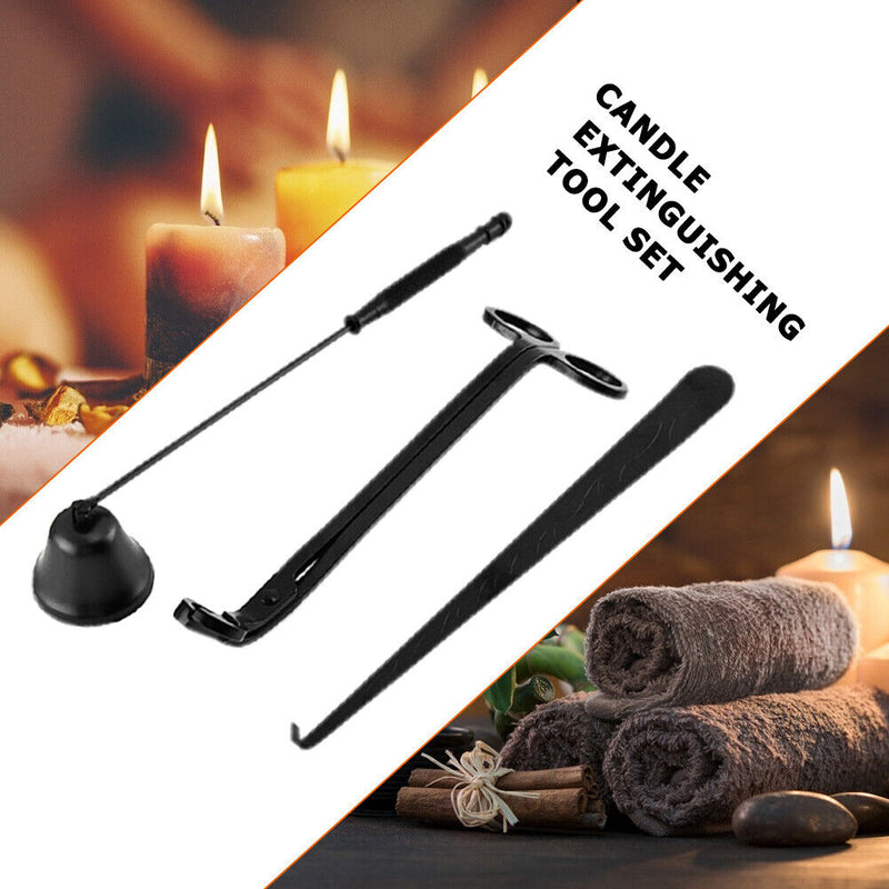 Candle Oil Lamp Extinguisher Kit Stainless Steel Snuffer Hook Cutter Durable Set