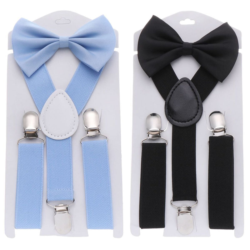 Dress Hair Bow Set Kids Suspenders Printed Bow Tie Cow Tie Belts Elastic Braces