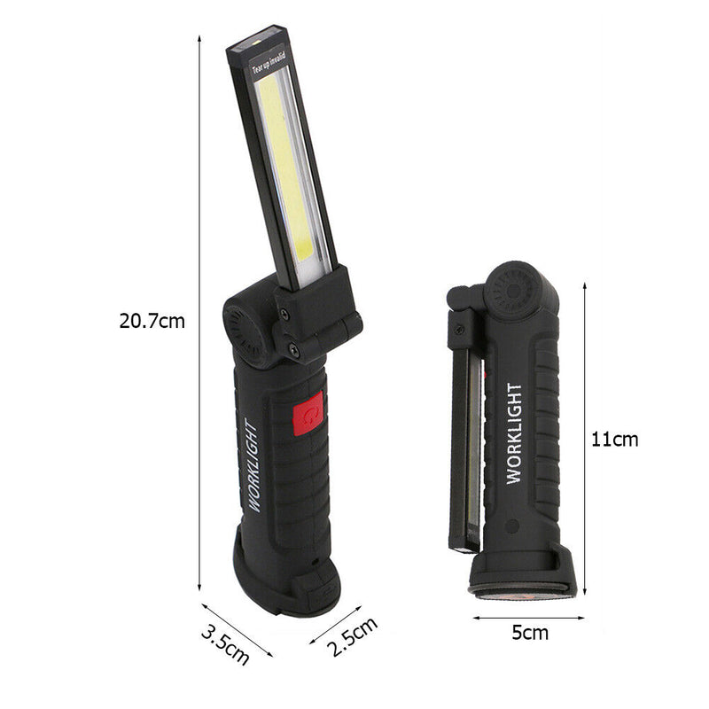 USB Rechargeable Flashlight Built-in Battery Folding Work Light COB LED Lam