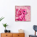 DIY 5D Full Drill Round Diamond Painting Kit Pink Dinosaur Drawing Home Decor