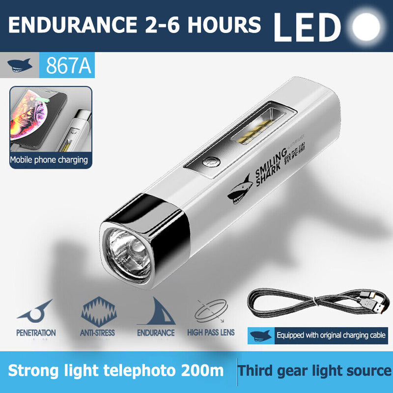 LED Powerful Torch Outdoor Emergency Waterproof 4 Gears Flashlight (Grey)