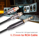 6.35mm Male to 2RCA Female Cable RCA to 1/4 inch Adapter Cord Line for Studio