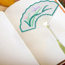 Chinese Style Fan Shaped DIY Needlework Embroidery Tassel Stationery Bookmark