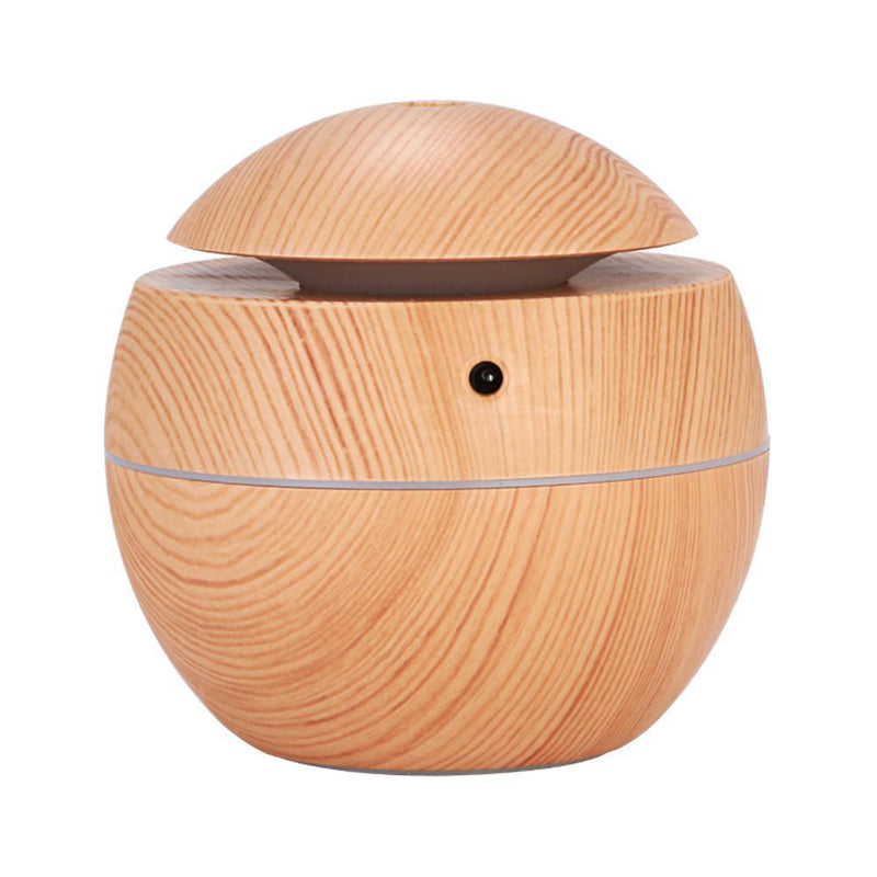 LED USB Induction Wood Grain Humidifier Ultrasonic Air Diffuser(Light Brown