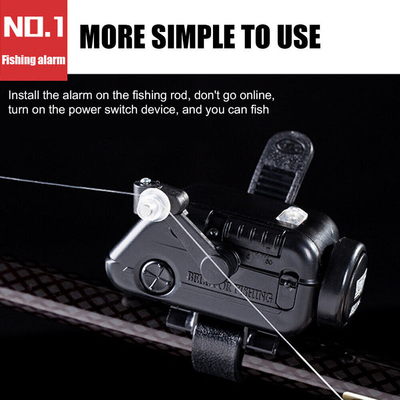 LED Fish Bite Alarm Indicator Sound Bell Electronic Fishing Rod Tip Alert