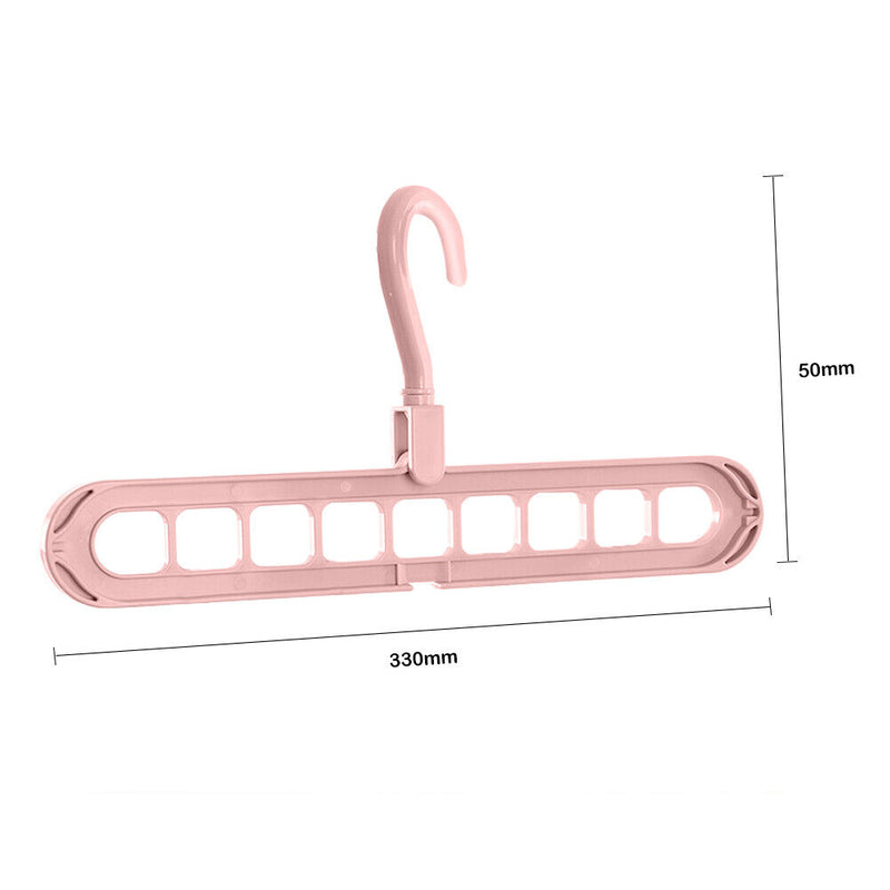 Clothes Wardrobe Hanger Hook Clothing Hanging Rack Shelf Organizer (Pink) Newly