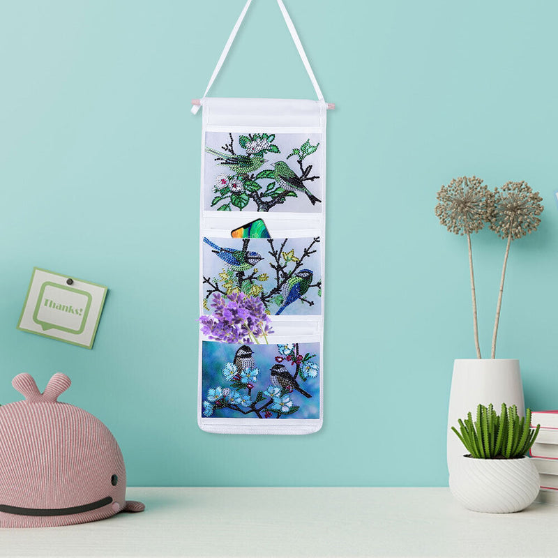 Wall Hanging Storage Bag DIY Bird Diamond Painting Home Organizer (AA1021) Newly