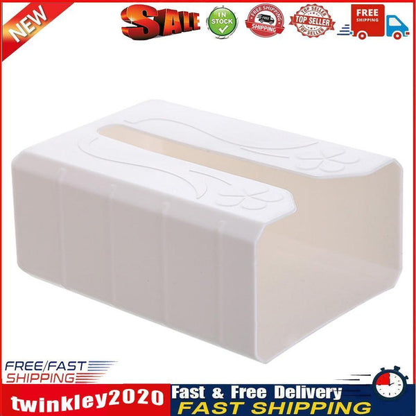 Plastic Tissue Box Napkin Holder Case Wall Mounted Home Desk Decor (White) Newly