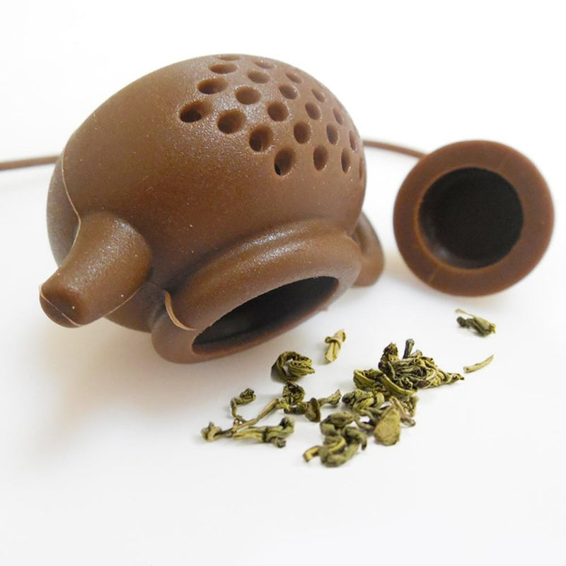 Teapot Shape Tea Strainer Infuser Silicone Leaf Filter Diffuser (Coffee)