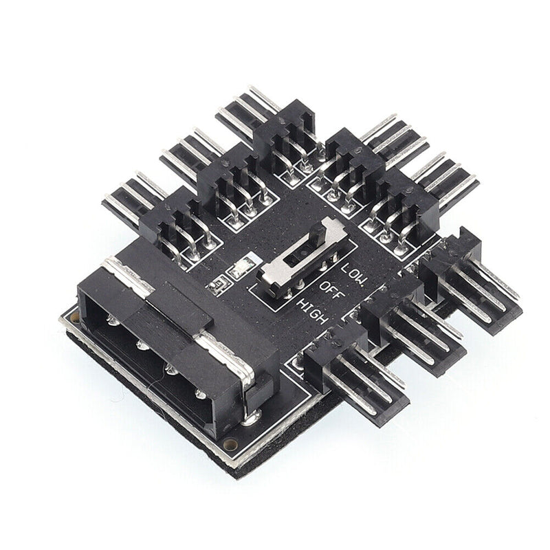 1 to 8 Computer Chassis Fan Hub Cooling Speed Controller 12V Power Supply Cooler