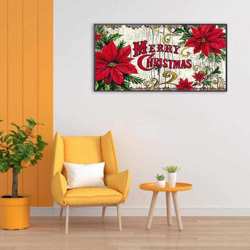 Christmas Flower Frameless Picture Oil Paint By Numbers Hand Painted Picture