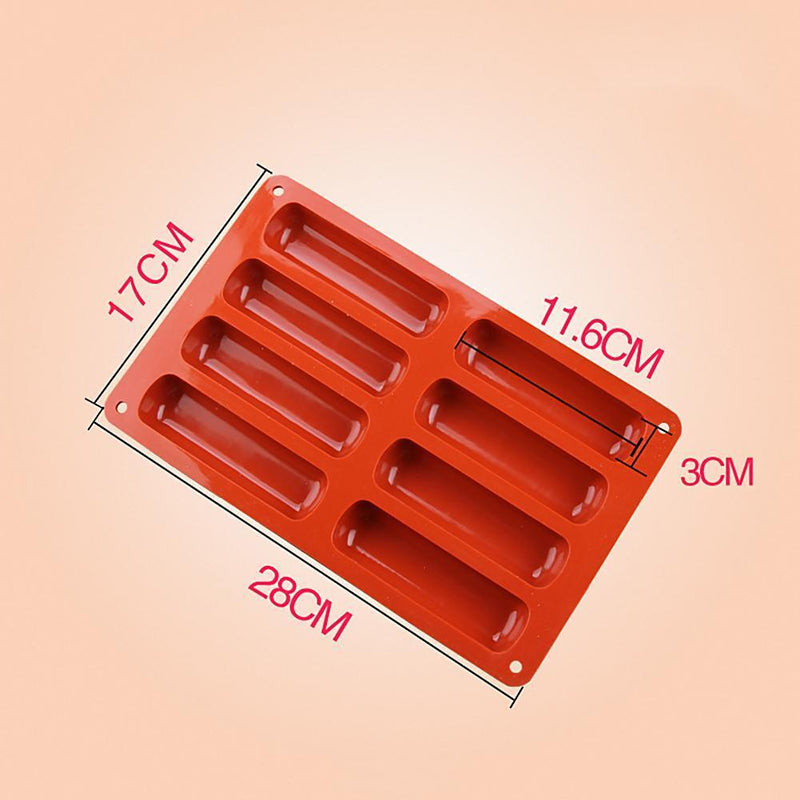Long Strip Finger Biscuit Silicone Mold 8 Holes Oven Cake Mould Bakeware