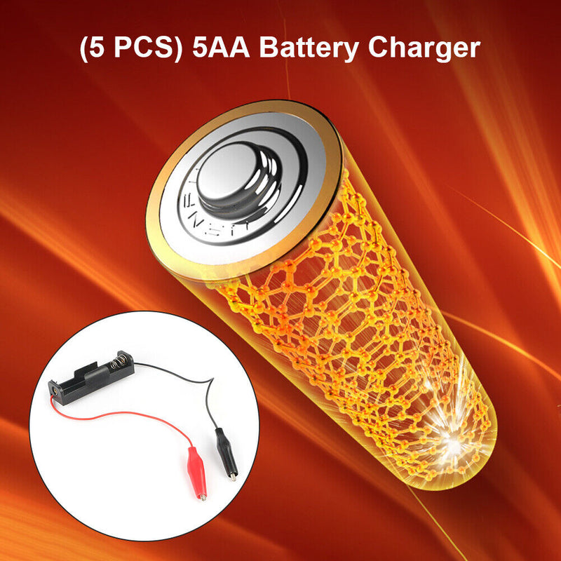 5pcs Power Battery Holder Case 1 Slot AA Batteries Box with Alligator Clip Newly