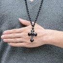 Black Obsidian Stone Cross Necklace Jewelry For Men Pendants