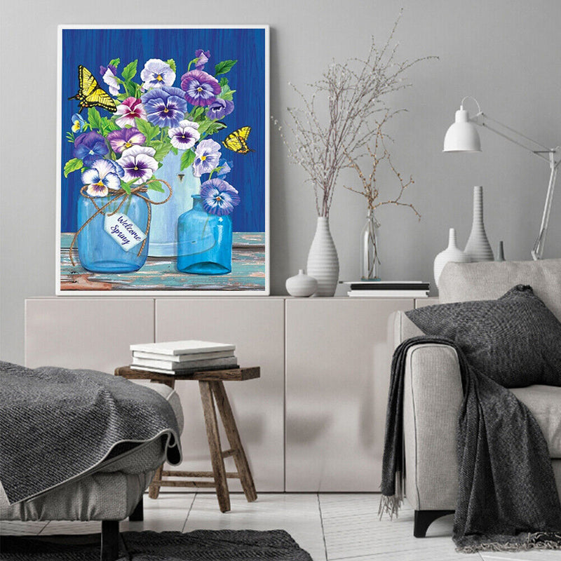 Flowers Butterflies Oil Paint By Numbers Kits DIY Handpainted on Canvas Art