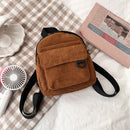 Women Preppy Style Multi Pocket Shoulder Bag Solid Color Corduroy Backpacks