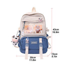 Students School Cute Hit Color Large Backpack Patchwork Canvas Knapsack Handbags