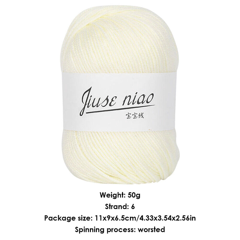 50g Pure Cotton Thin Yarn Crochet Knitting Baby Threads Soft Material DIY Too