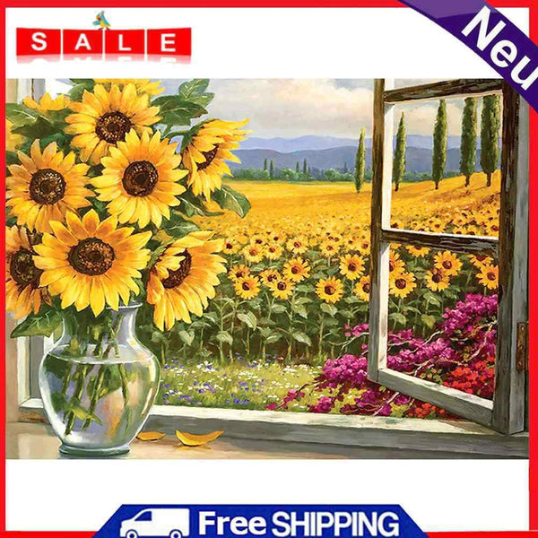 5D Full Round Drill Sunflower Diamond Painting Kit for DIY Home Art Decoration