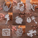 Key Lock Flower Leaf Embossing DIY Decor Card Album Cutting Dies Metal Stencil