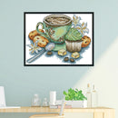 Teacup Cross Stitch Kit 14CT Stamp Embroidery DIY Needlework (J430 27x19cm)