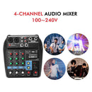 4 Channel Audio Sound Mixer Mini Mixing DJ Console with 48V Power (EU Plug)