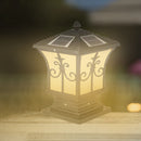 LED Solar Retro Lantern Pillar Light Outdoor Column Lamp Garden Fence Decor
